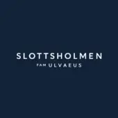 SLOTTSHOLMEN-logotyp på mörk marinblå bakgrund